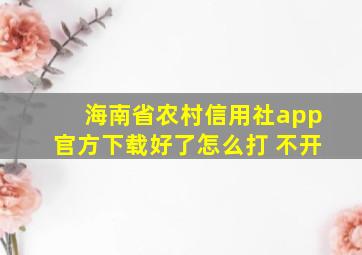 海南省农村信用社app官方下载好了怎么打 不开